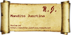 Mandits Jusztina névjegykártya